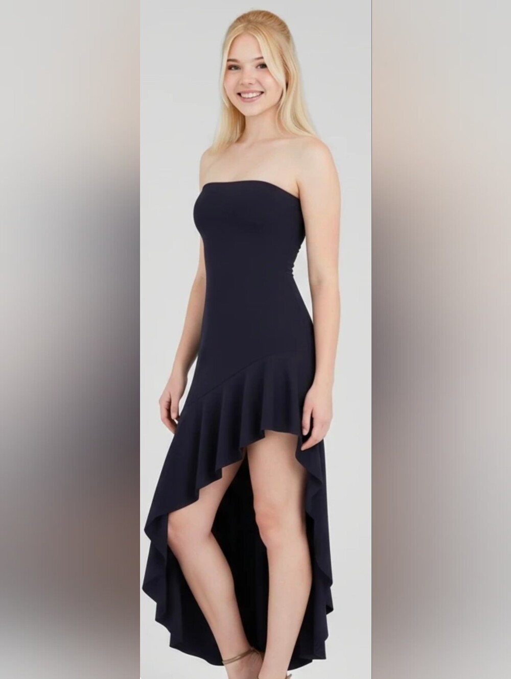 Susana Monaco Strapless Asymmetrical Ruffle Dress
